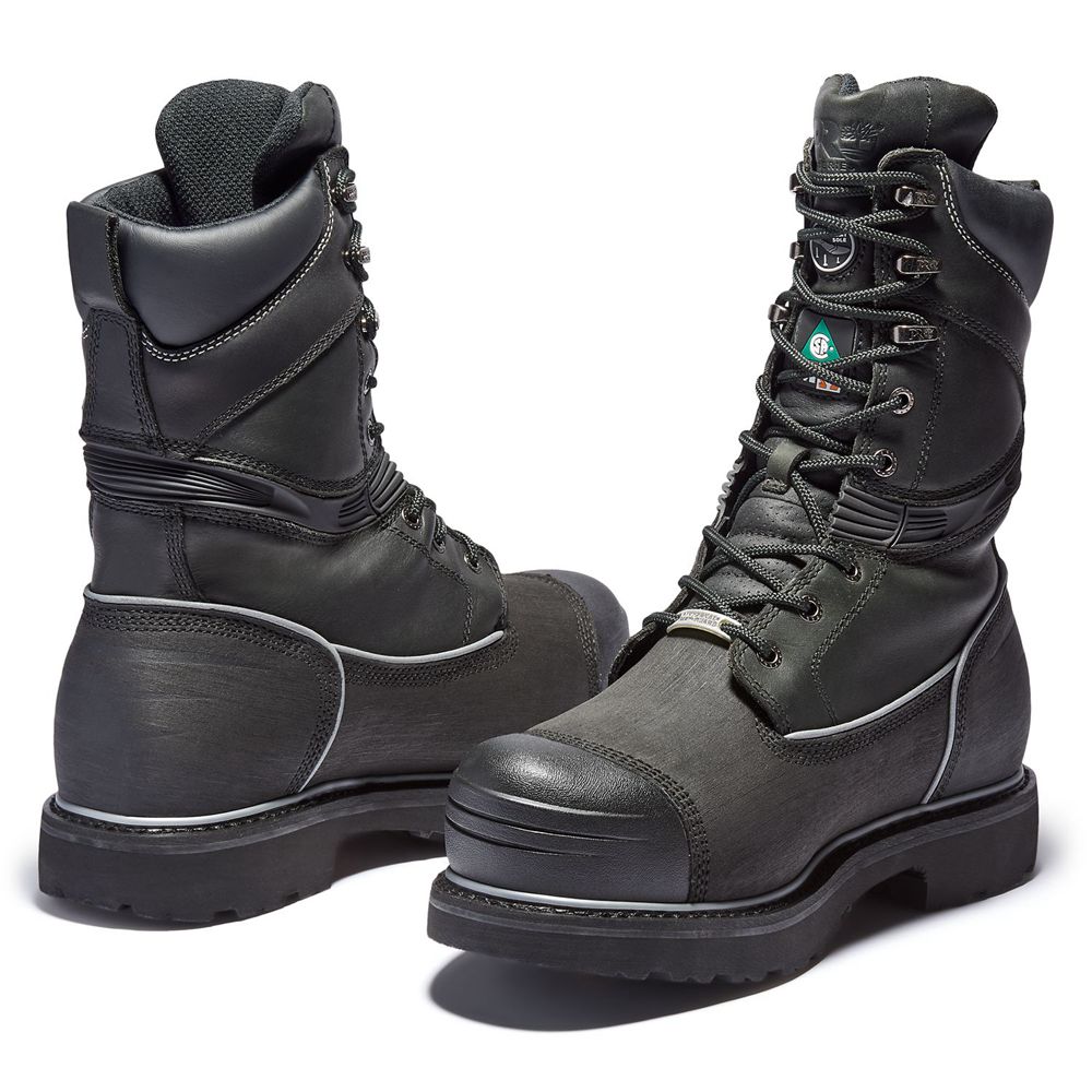 Botas Pro Timberland Argentina Hombre - Pro 10\" Gravel Pit Steel Toe Mining - Negras - VWXNTK-906